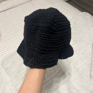 Black handmade crochet bucket hat